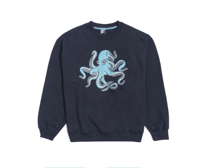 Moletom-Crewneck-Octopus-Azul-Marinho